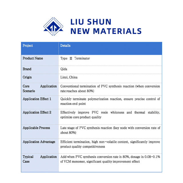 Терминатор типа III для быстрого прекращения полимеризации ПВХ, улучшение белизны и термостабильности, упаковка 200 кг.